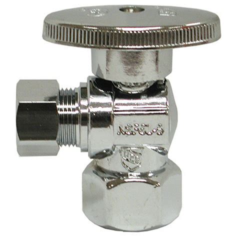 1/2-in Nominal (5/8" OD Comp) x 3/8-in OD Outlet Chrome Plated Brass 1/4-Turn Angle Stop Water Shutoff Ball Valve (95-Pack)