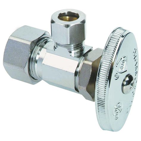 1/2-in Nominal (5/8" OD Comp) x 3/8-in OD Outlet Chrome Plated Brass 1/4-Turn Angle Stop Water Shutoff Ball Valve (95-Pack)