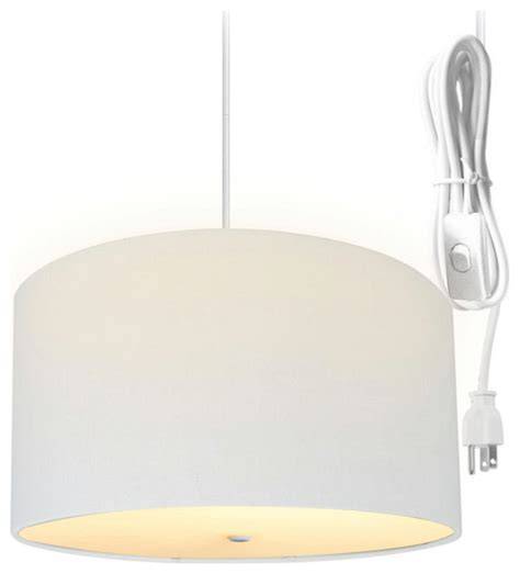 2 Light Swag Plug-in Pendant 16"w Textured Oatmeal with Diffuser, White Cord