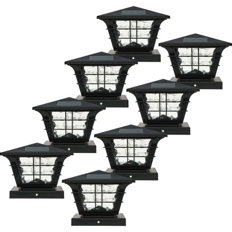 8 Pack Solar 5X5" Fence Post Cap Light with 5 LED Bulbs Black/Copper/Brown/White Garden Square Shape Cap Light (Copper)