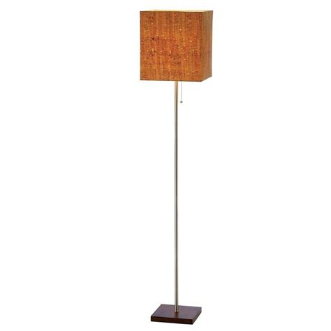 Adesso 4085-15 Sedona Floor Lamp, 56 in, 100W Incandescent/26W CFL, Walnut Rubber Wood/Brushed Steel, 1 Wooden Lamp