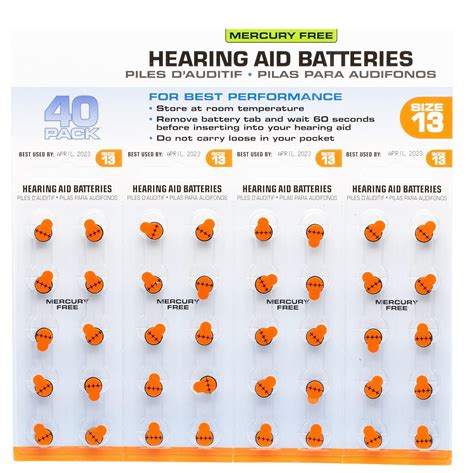 America Hears Size 13 Hearing Aid/Amplifier Batteries 40 Pack (Zinc Air Activated and Mercury Free)