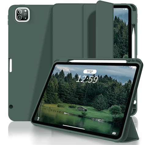 Aoub Case for iPad Pro 12.9 2020 & 2018, Auto Sleep/Wake Slim Lightweight Trifold Stand Smart Cover, Soft TPU Back Case with Pencil Holder for iPad Pro 12.9 inch, Purple