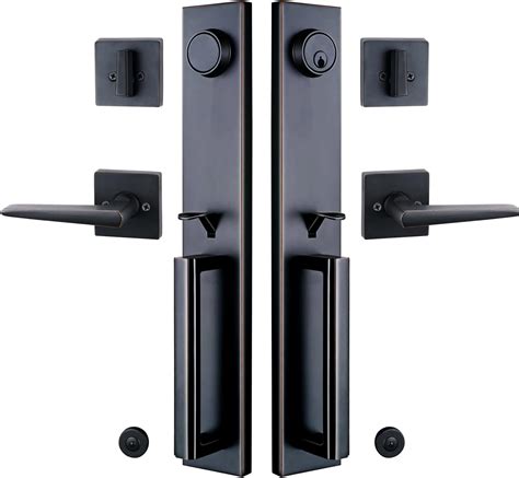 Bronze Front Double Door Handleset(Keyed&Dummy Set, Bronze)
