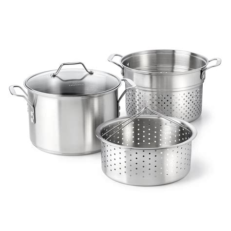 Up To 40% OFF Calphalon Classic Stainless Steel 8 quart Stock Pot with Steamer and Pasta Insert