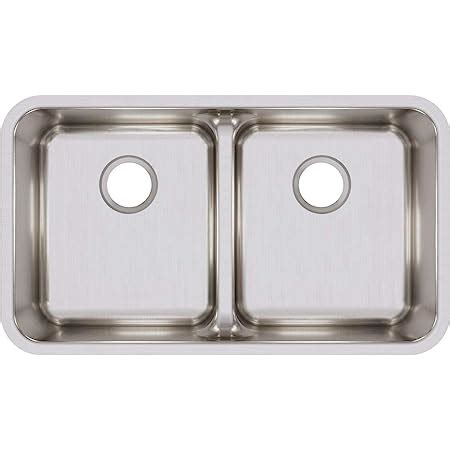 Elkay ELUHAQD3218 Lustertone Classic Equal Double Bowl Undermount Stainless Steel Sink with Aqua Divide