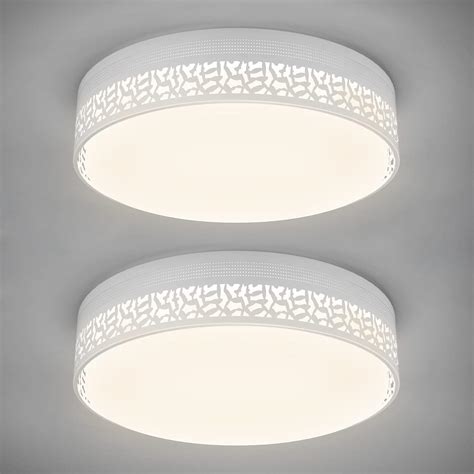 FaithSail Dimmable 18 Inch Round LED Ceiling Light, 60W 6600lm 4000K, CRI 90+, Flush Mount Ceiling Lighting Fixture for Bedroom, Kitchen, Living Room, Hallway, Metal Body and Acrylic Shade, 2 Pack