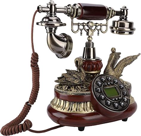 IDS-8675D Retro Wired Telephone,Corded Antique Vintage Style Desk Landline Phone with FSK/DTMF Dual System and Caller ID for Home Office Hotel Decoration