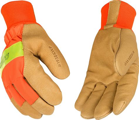 Kinco 1938 Heatkeep Lined Grain Pigskin Leather High Visibility Glove with Orange Back, Work, X-Large, Palomino (Pack of 6 Pairs)