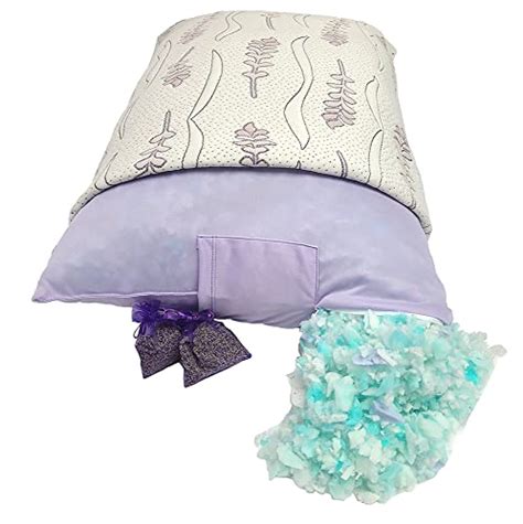 🔥 Lavender Luxury. Shredded Memory Foam Pillow for Sleeping with Gel Fiber Blend. Bed Pillows for Sleeping with Removable Zipper Cover. Organic Lavender Leaf Packets. CertiPur-US.