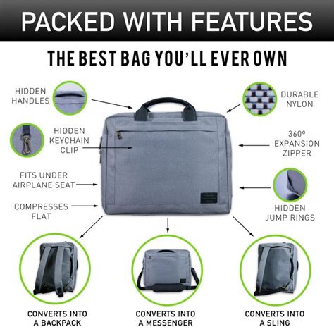Lightweight Hackpack Luxury Expandable Convertible Briefcase & Backpack, 15" laptop Business Briefcases, Messenger Bag, Slim Shoulder Bag Carrying Case