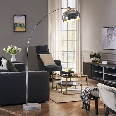 Living Room Floor Lamp, Modern Reading Standing Light with Linen Lampshade, Black Metal Standing Lamp for Bedroom Study, Office, Set of 2
