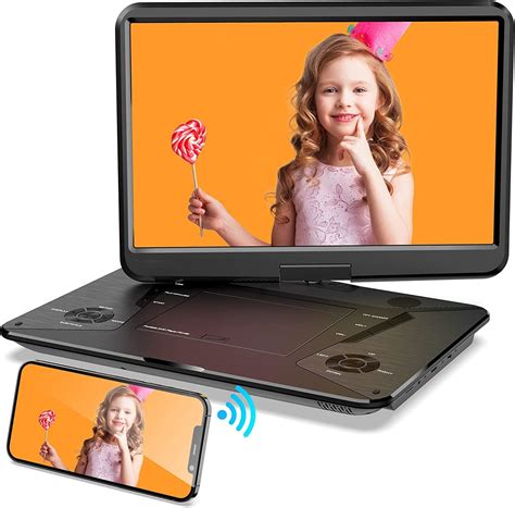 New Product SUNPIN 17.9" Portable DVD Player with 15.6" Large HD Swivel Screen, 6 Hours Rechargeable Battery, Anti-Shocking, Resume Play, Support AV in&Out/USB/SD Card, Region-Free, Remote Controller, Black