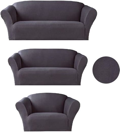 Sapphire Home 3-Piece SlipCover Set for Sofa Loveseat Couch Arm Chair, Form fit Stretch, Wrinkle Free, Furniture Protector Set for 3/2/1 Cushion, Polyester Spandex,3pc Slipcover, Coffee Chocolate