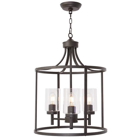 Limited Stock VINLUZ Industrial 3-Light Kitchen Island Chandelier Oil Rubbed Bronze with Clear Glass Shade, Modern Cage Pendant Lighting Farmhouse Metal Hanging Ceiling Light Fixture for Dining Room Bar