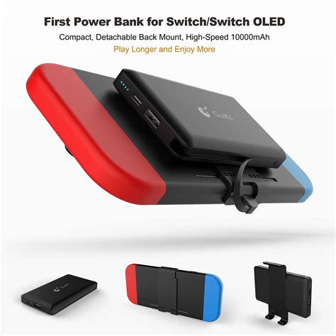 for Nintendo Switch/Switch OLED Attached Power Bank, Marval.P GuliKit Battery Master, 10000mAh 5V/3A Flash Rechargeable Tech, Backup Battery Pack Charging Case for Extending 10+ Playing Hours